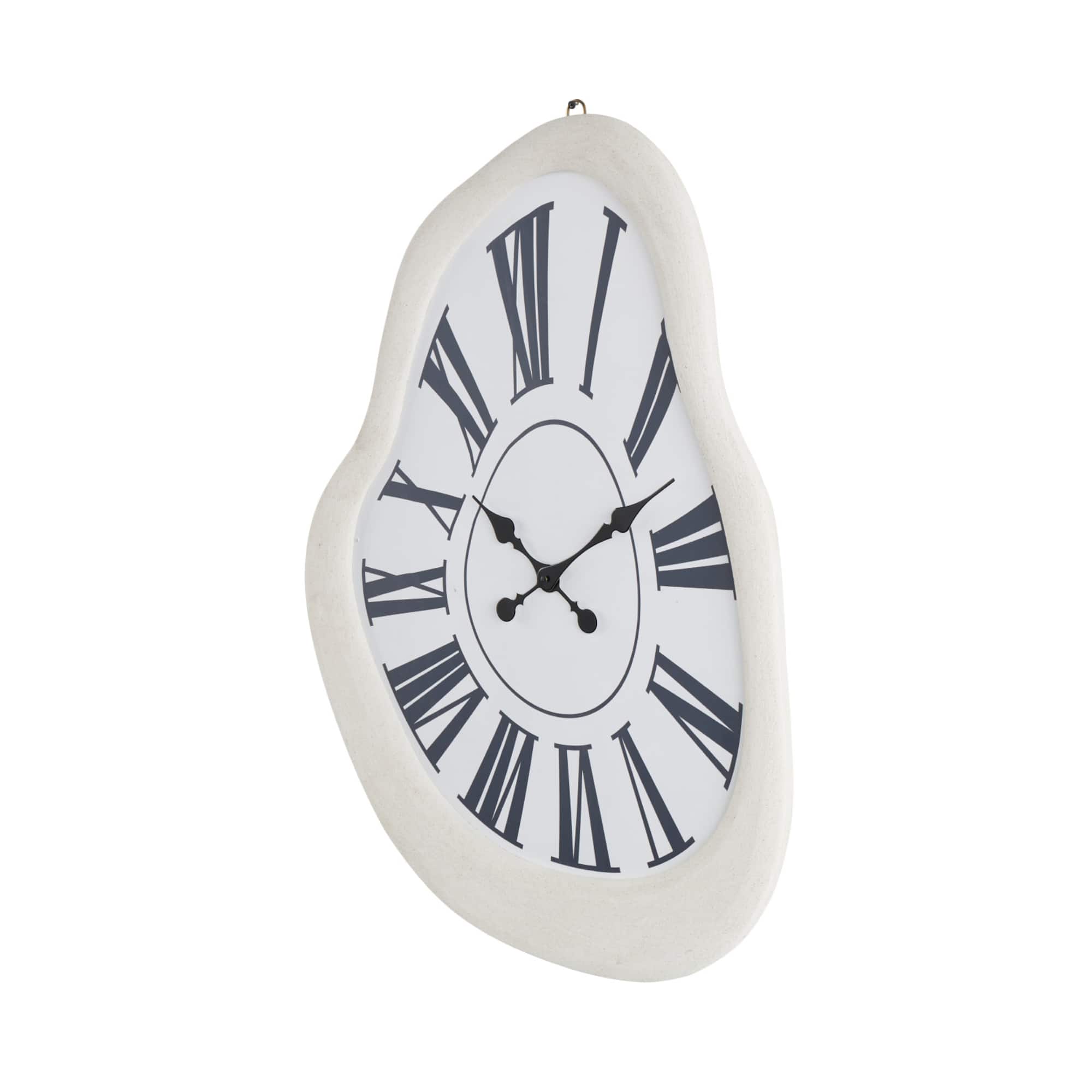 23" x 31" White Wooden Wavy Decorative Wall Clock